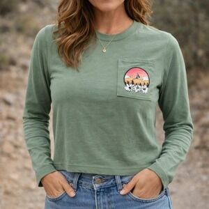 Volcom NWT Small Organic Cotton Cropped Long Sleeve T Shirt Graphic Print